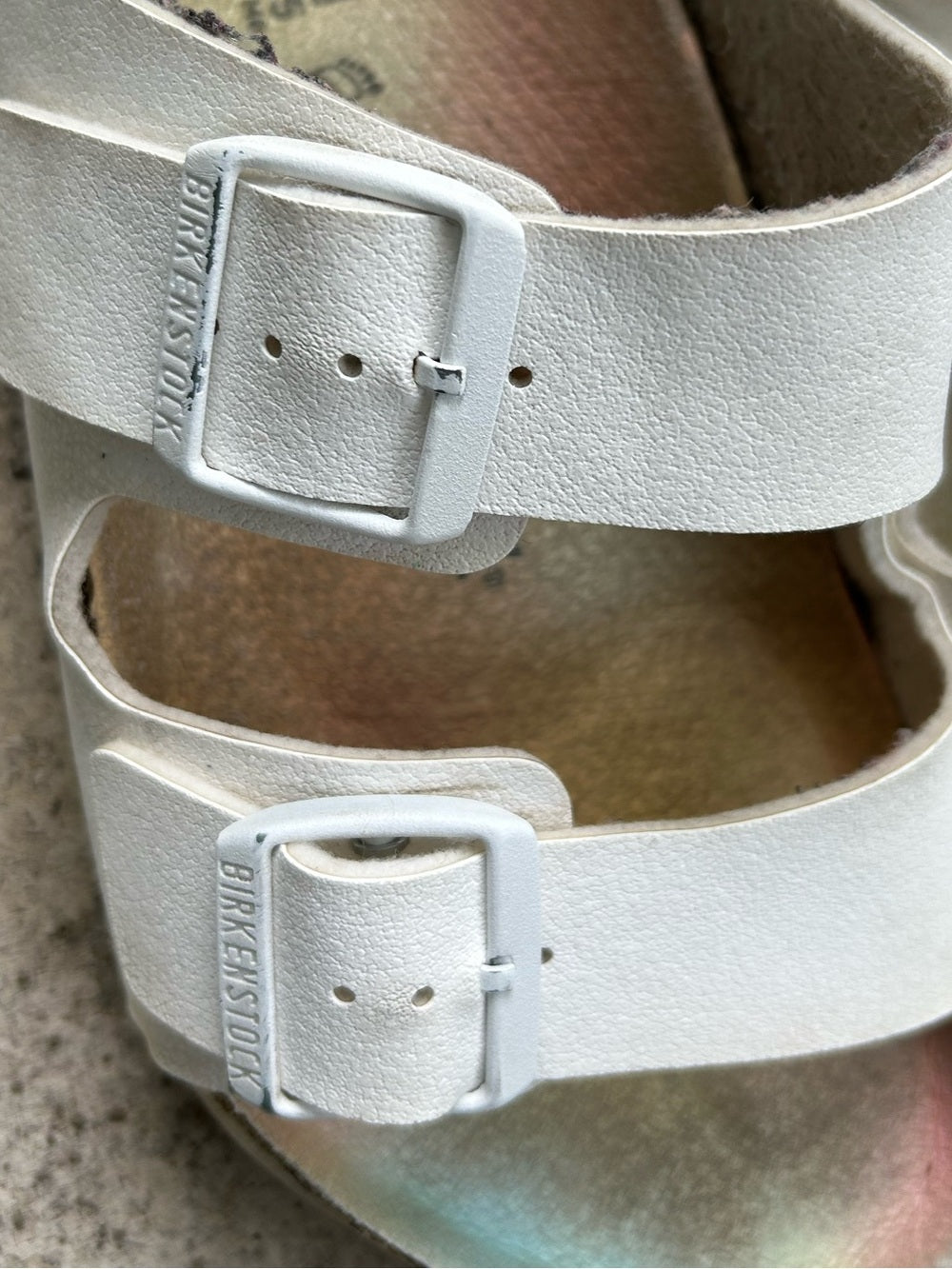 Birkenstock White Arizona Slides, size 41