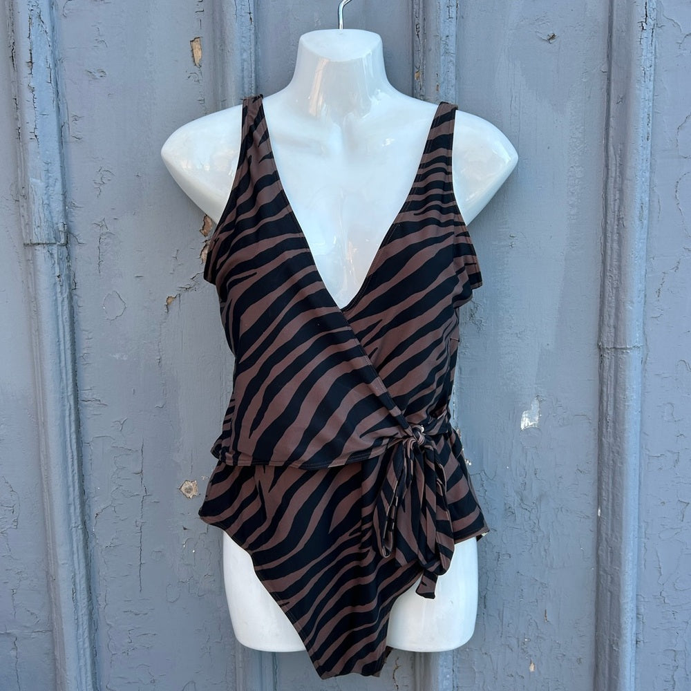 Summersalt Animal Print Perfect Wrap One Piece swimsuit, size 10
