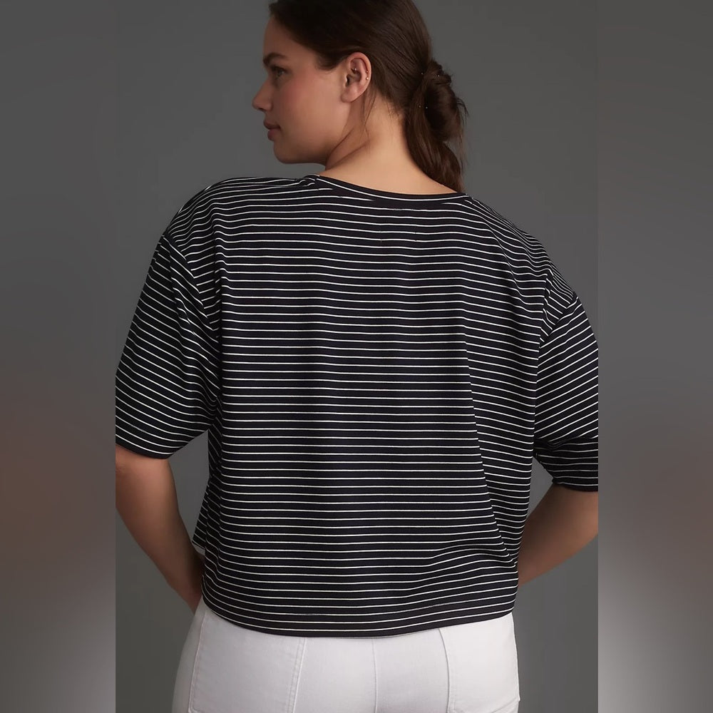 Maeve Cropped striped Tee, M (fits oversized)