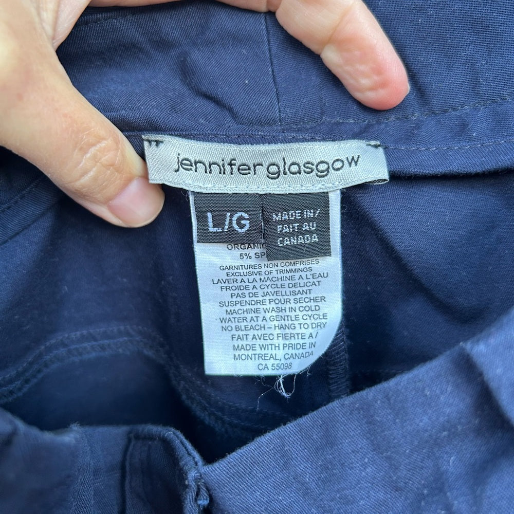 Jennifer Glasgow Navy Elliot Wide leg Pants, size Large