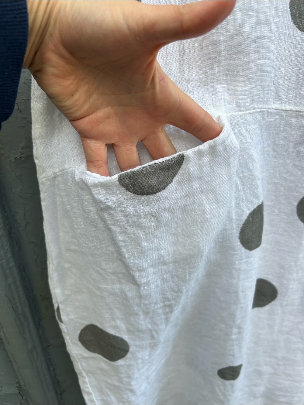 Made in Italy Linen Polka Dot Midi Dress, Approx S/M