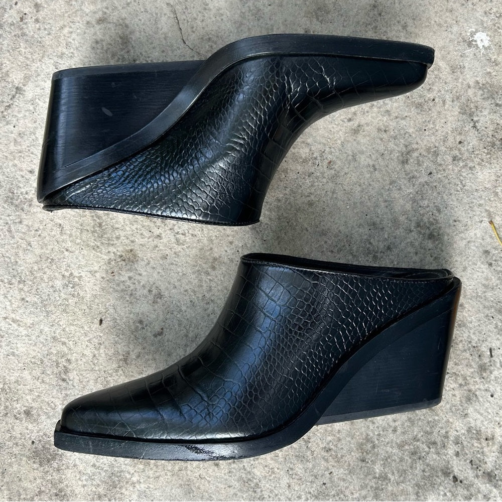 rag & bone Santiago snakeskin slide boots, size 38