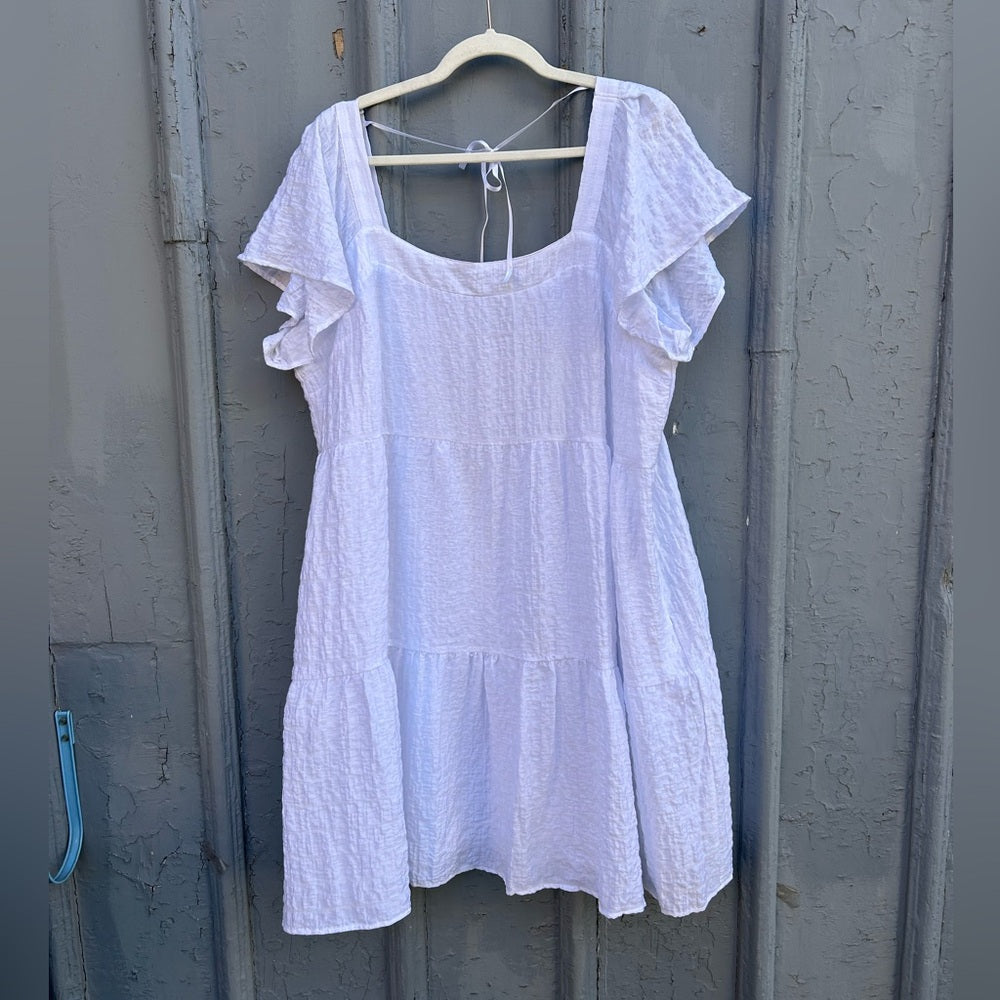 Tribal White Shift Dress, XL