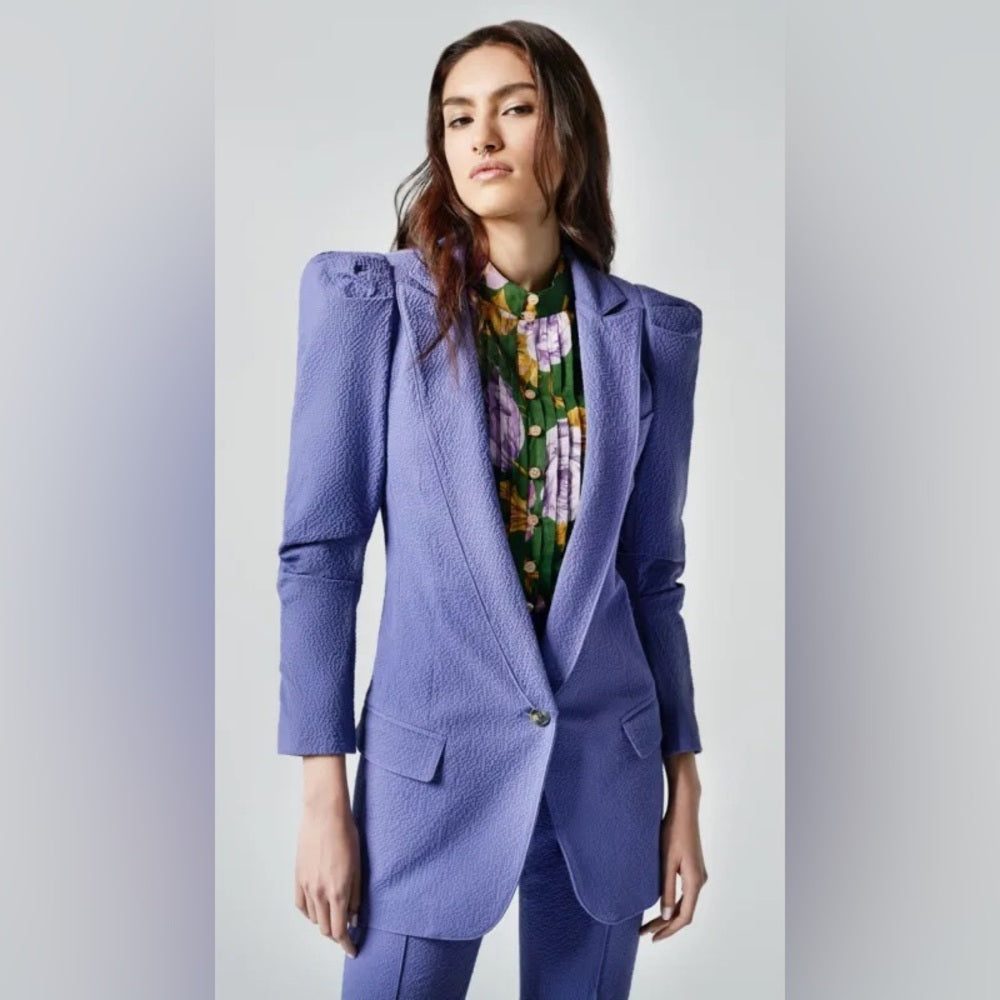 Smythe Texture Scrunch One-Button Blazer, size 2