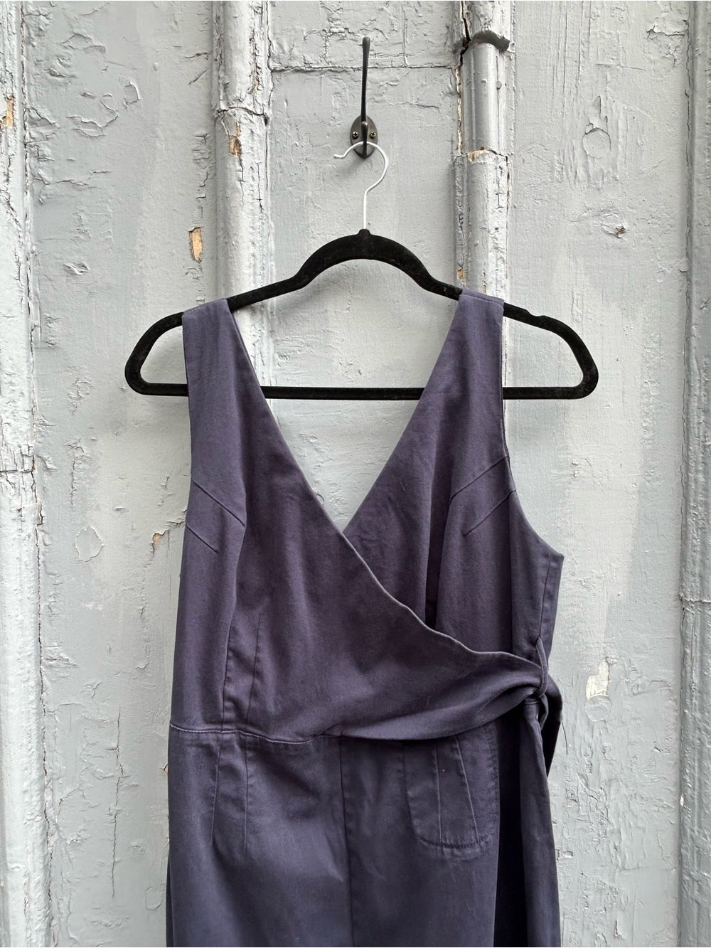 Chino by Anthropologie Navy Boho Wrap Front Wide Leg Jumpsuit, Size 14
