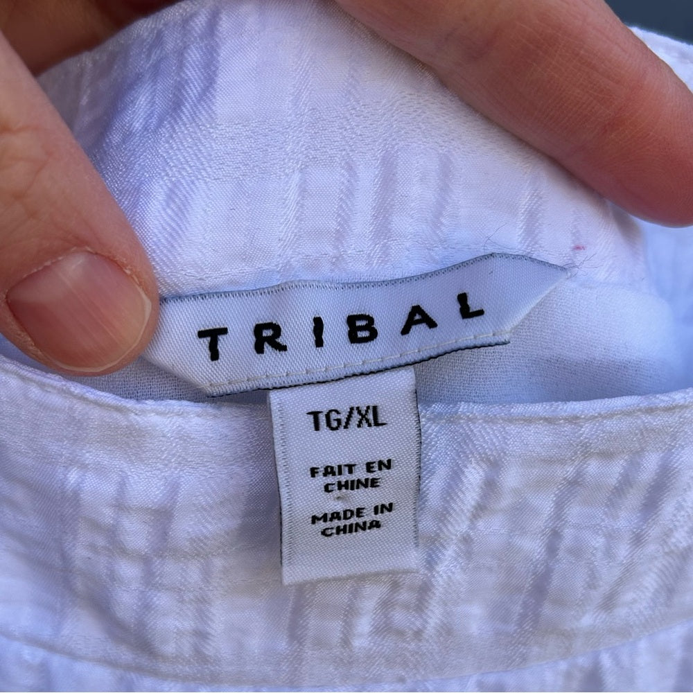 Tribal White Shift Dress, XL