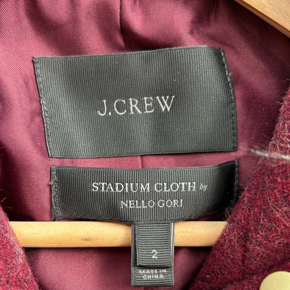 J. Crew Chateau Parka In Italian Stadium-cloth Midnight Burgundy, size 2