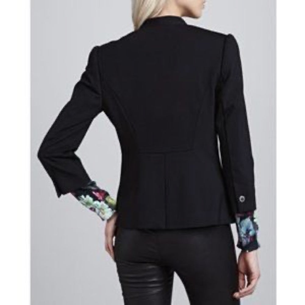 Ted Baker Adale Collarless Single-Button Black Blazer, Ted Size 1 (US4)