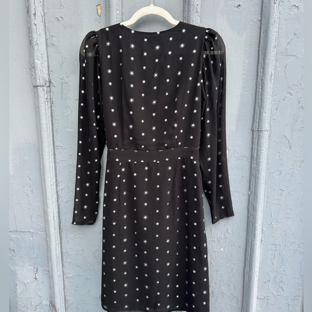 Banana Republic Metallic Star Puff-Sleeve Wrap Dress, size 4