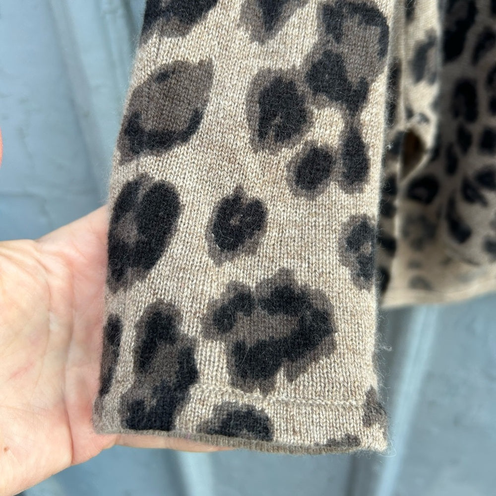 Charter Club Cheetah Print Cashmere Sweater, Small