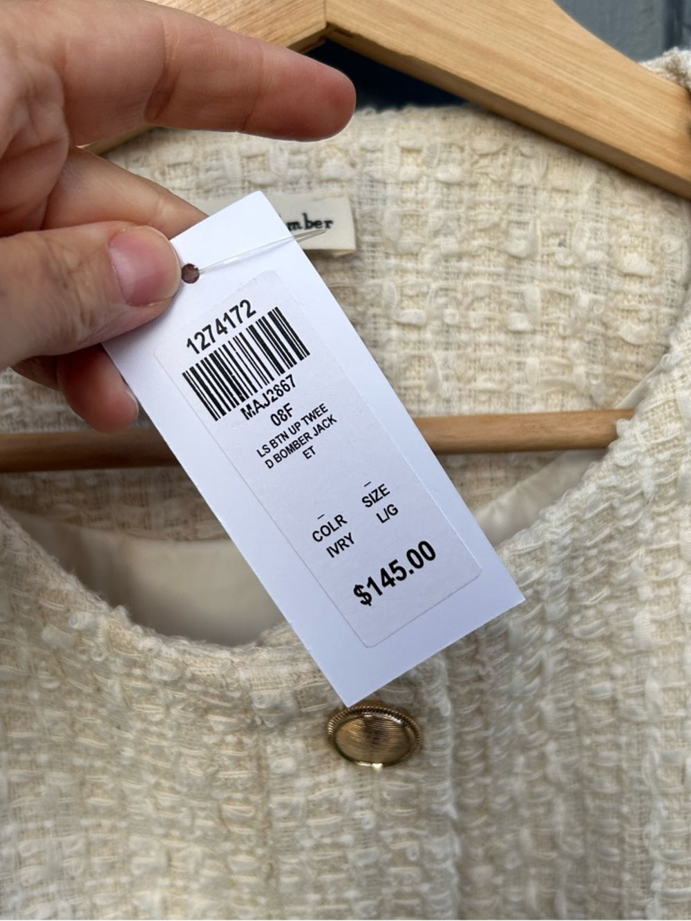 Aaron & Amber Tweed Bomber Jacket, BNWT, size Large