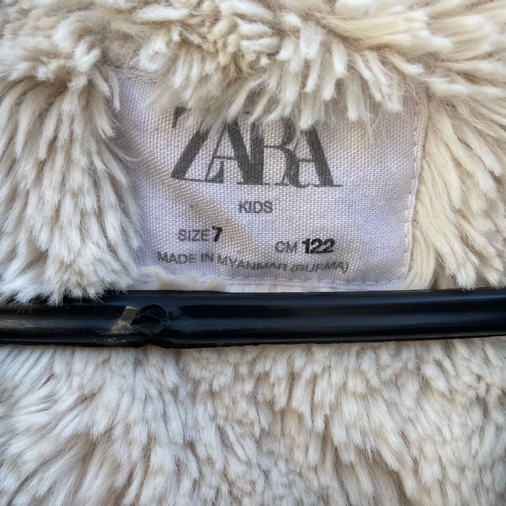 Zara Sherpa lined Khaki Duffle Coat Coat, Size 7 years