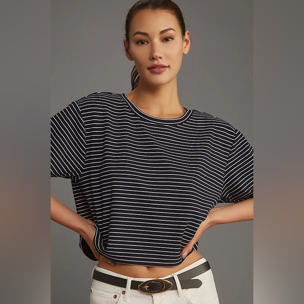 Maeve Cropped striped Tee, M (fits oversized)