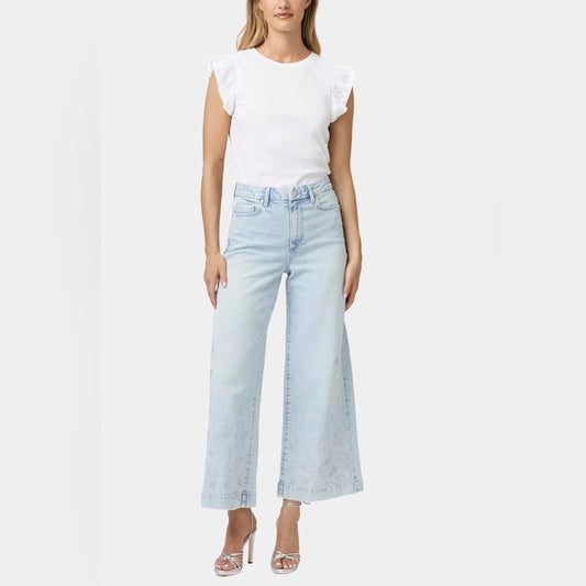 Paige Harper Wide Leg Ankle Pant with embroidery, size 29