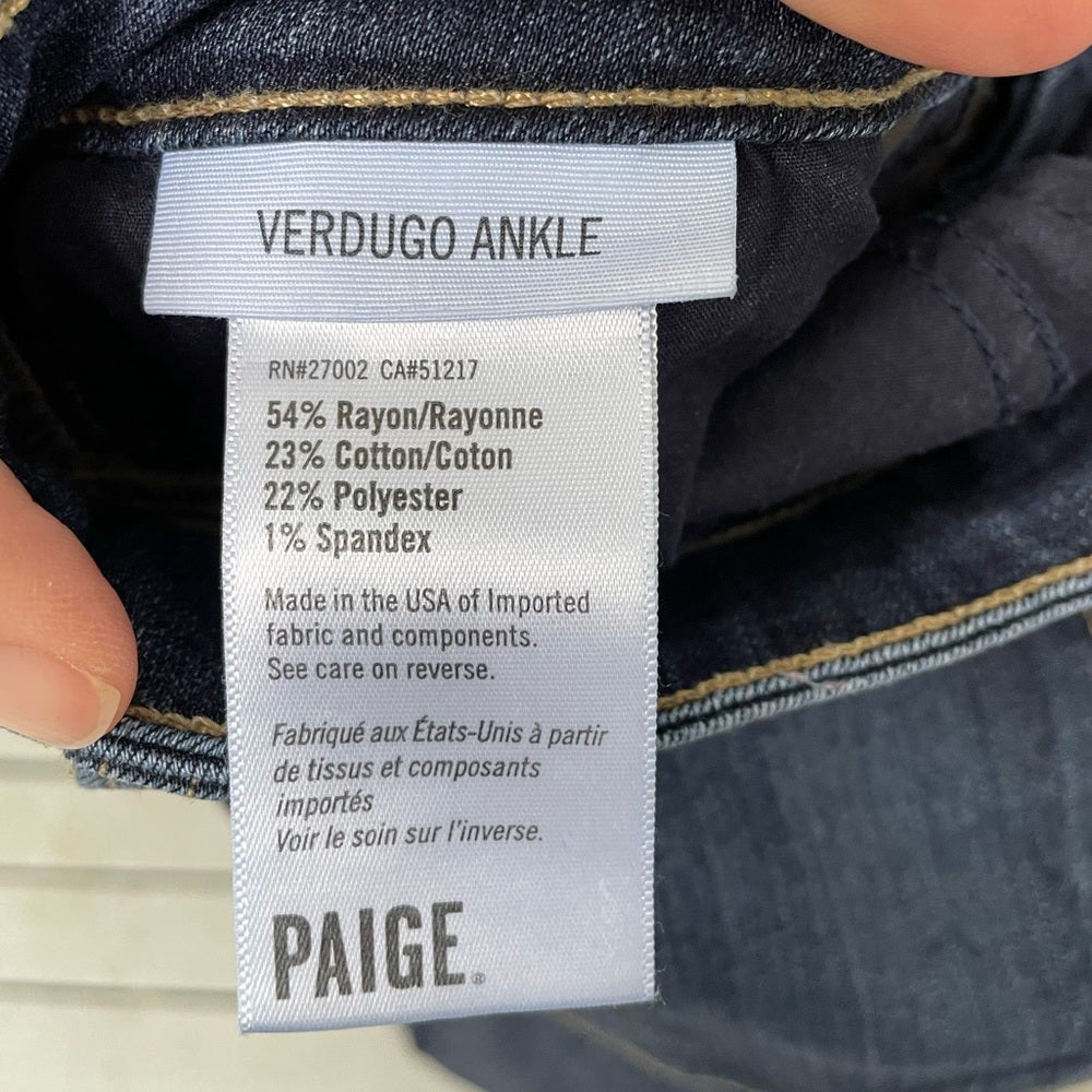 PAIGE Verdugo Ankle Mid-rise Skinny Jeans, Size 29