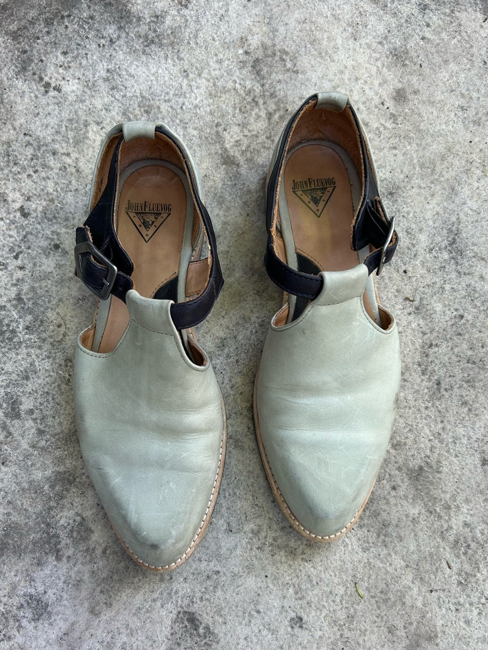 John Fluevog Modvog Maria-Louisa Side Buckled T-Strap Shoe, size 7.5