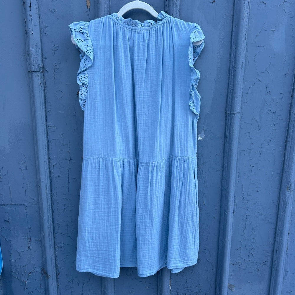 Velvet by Graham & Spencer Grace Flutter-Sleeve V-Neck Mini Dress, size Large