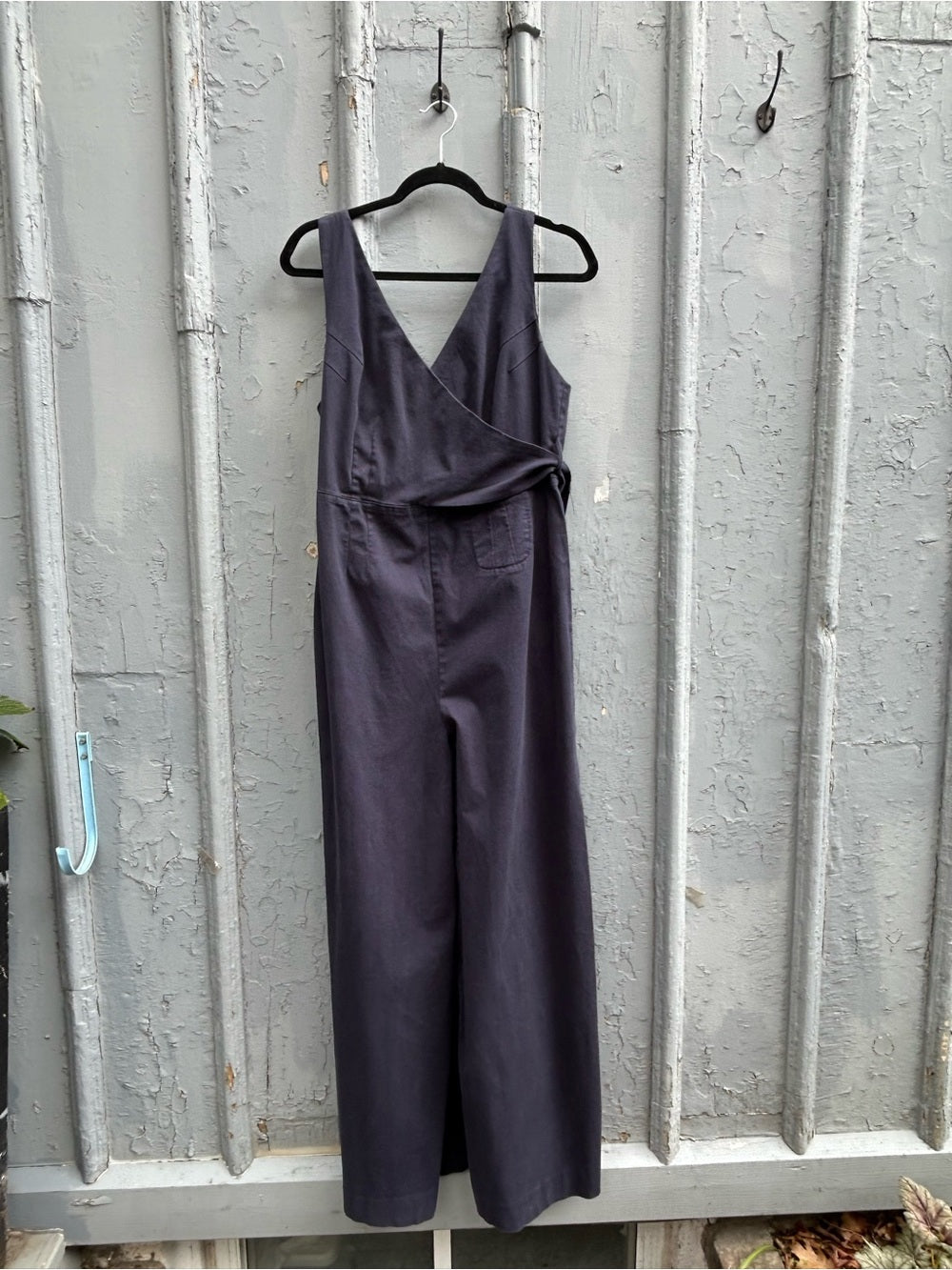 Chino by Anthropologie Navy Boho Wrap Front Wide Leg Jumpsuit, Size 14