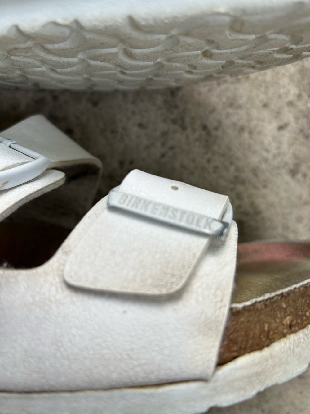 Birkenstock White Arizona Slides, size 41
