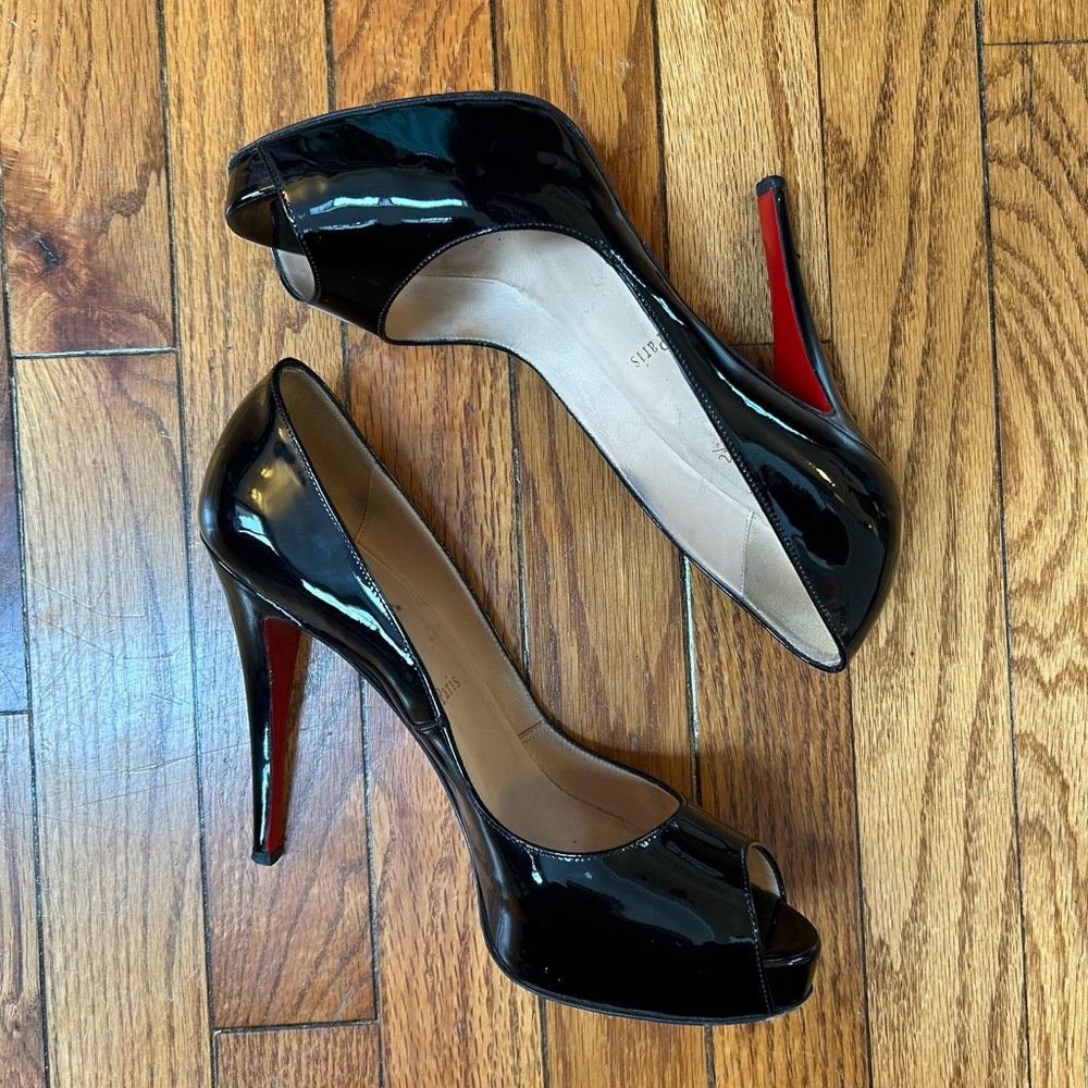 Christian Louboutin Black Very Privé 120 Patent, size 38.5