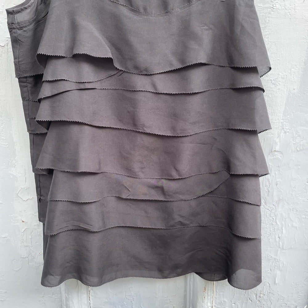 Club Monaco 100% Silk Tiered Ruffle Blouse, size M