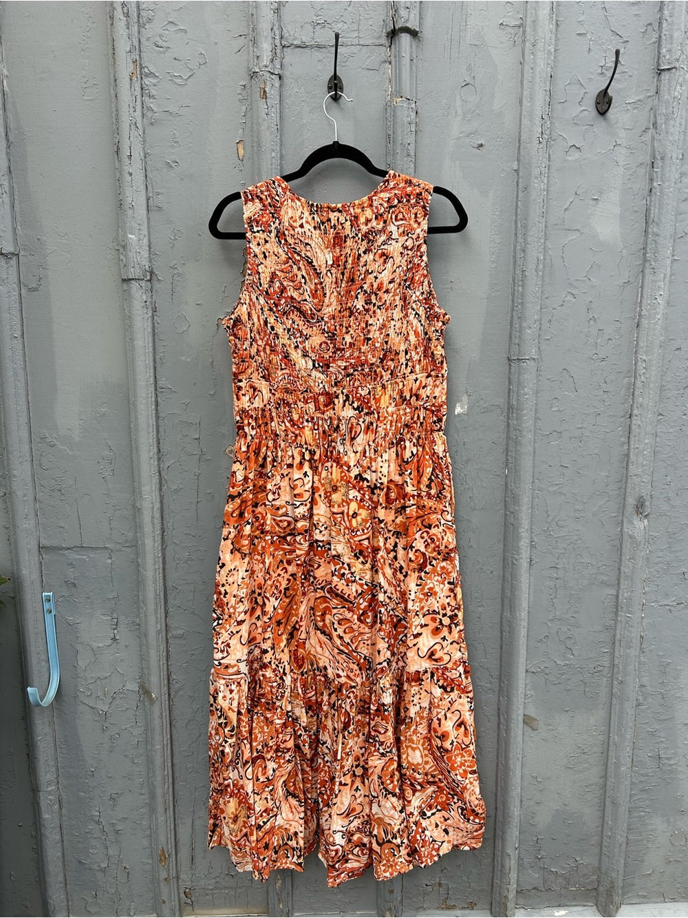 Anthropologie Peregrine Smocked Orange Maxi Dress, Large
