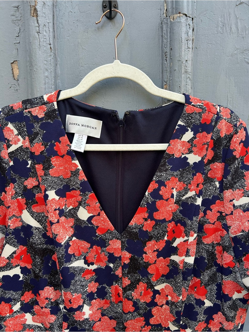 Donna Morgan Fit & Flare Blue red floral dress, size 16