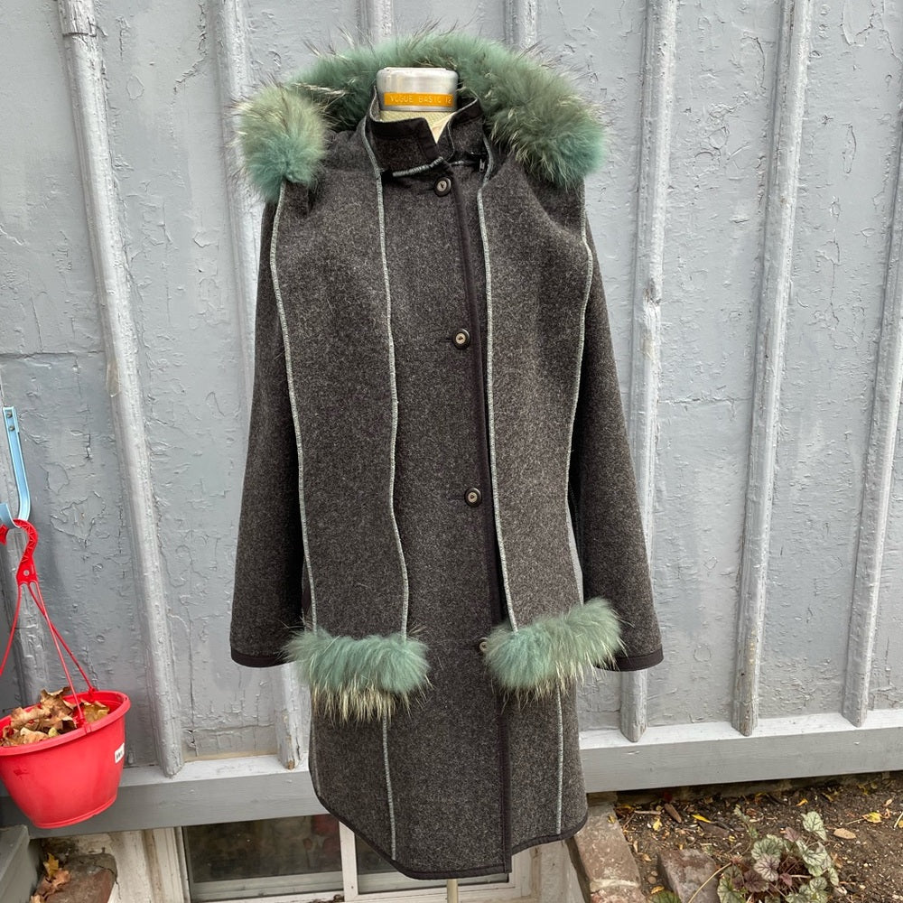 Epsilon 100% wool fur coat, size small