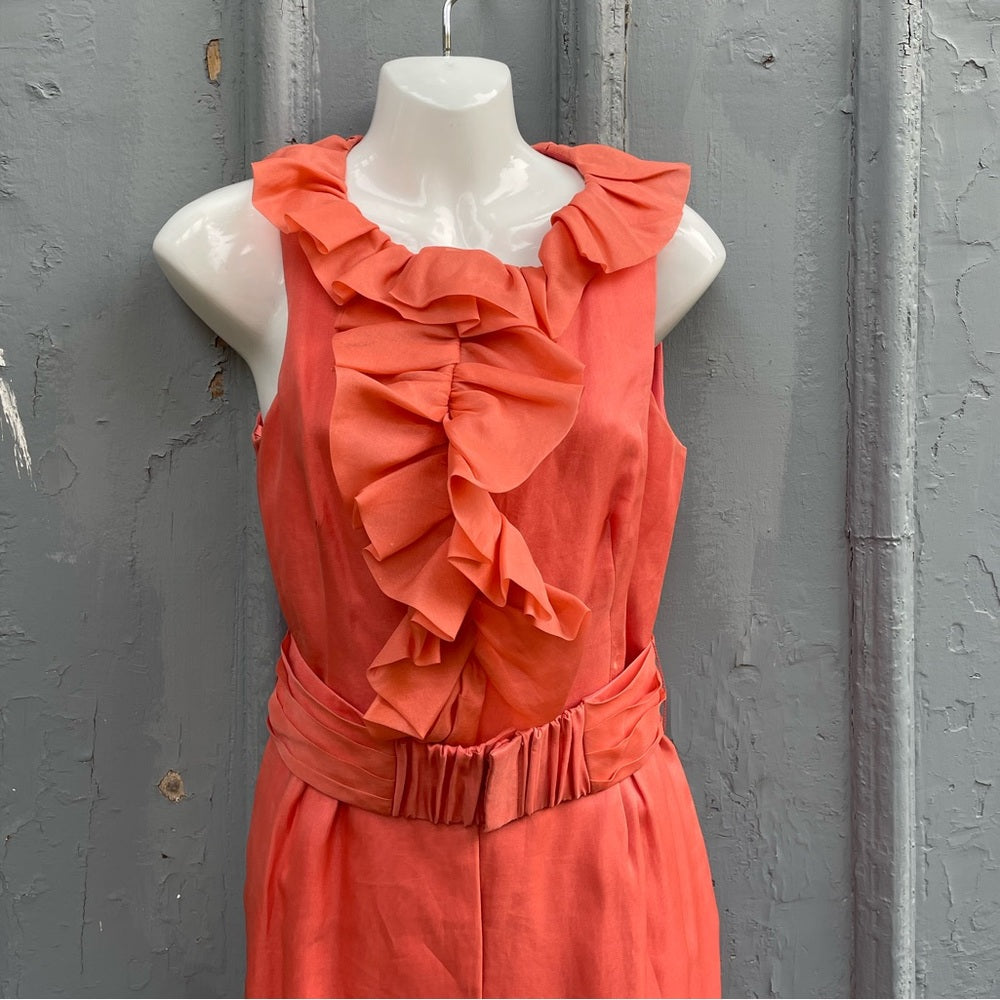 Coast Couture UK Peach Silk Ruffle dress, size UK 8/US 4