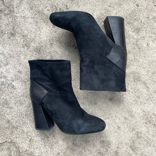 See By Chloé Black Suede Leather Ankle Boots, Size 37