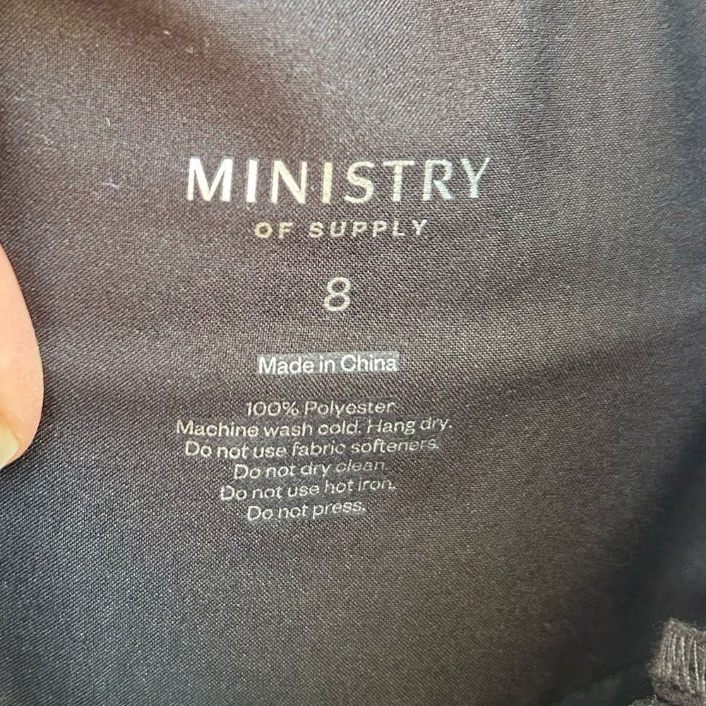 Ministry of Supply black poly pants, size 8