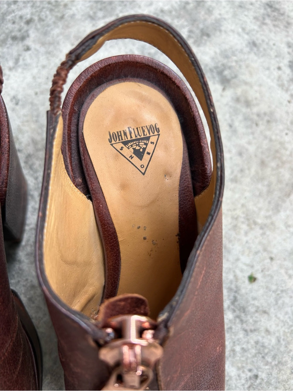 John Fluevog Brown Prepare 2.0 Tent Open Toe Platform Sandal, size 7
