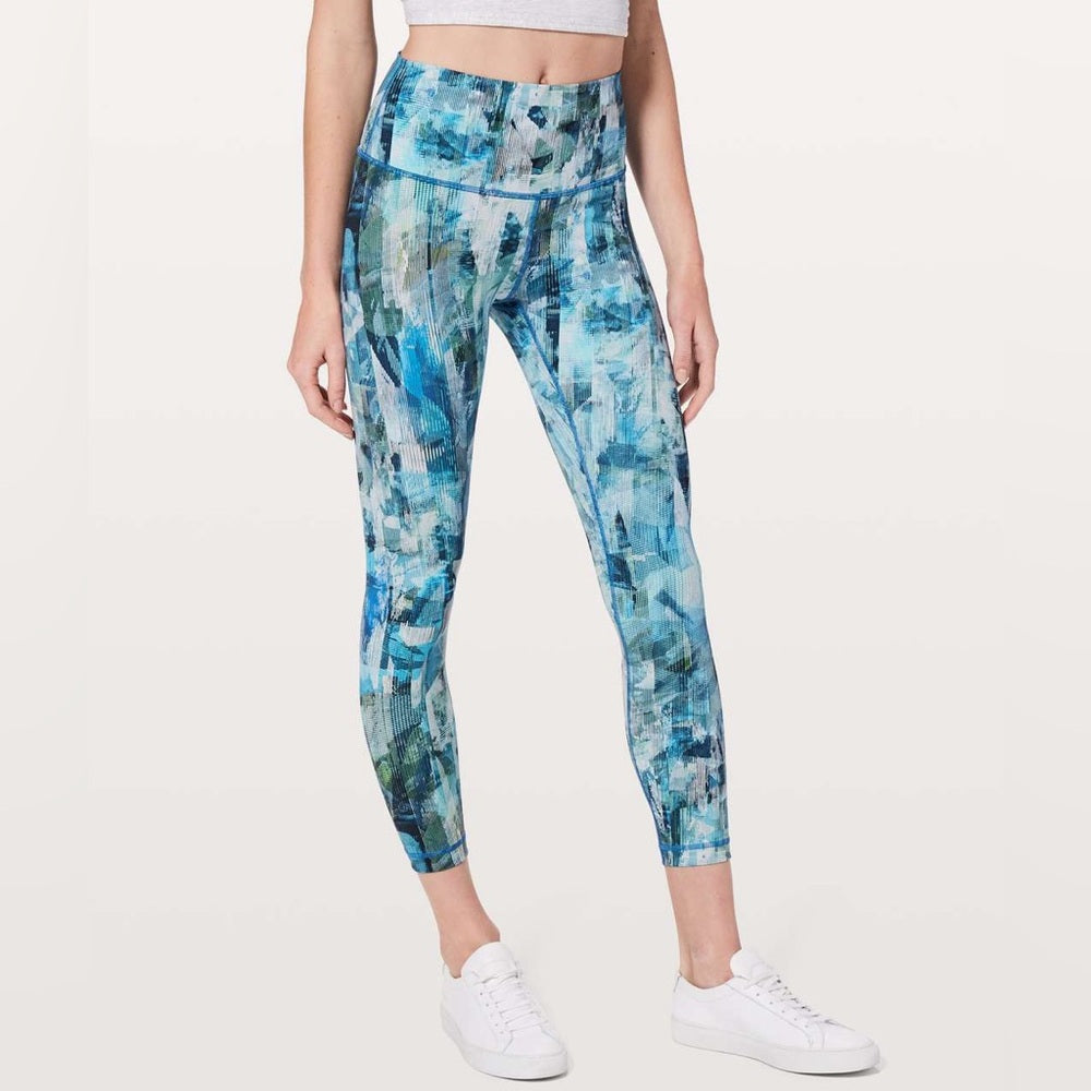 Lululemon Wunder Under Hi-Rise 7/8 Tight 25" Sun Dazed Multi Blue, size 6