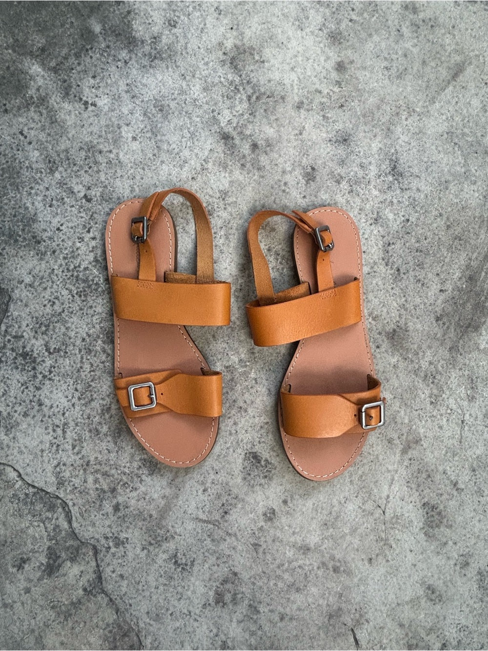 Madewell Taupe Boardwalk Leather Sandals, size 7.5