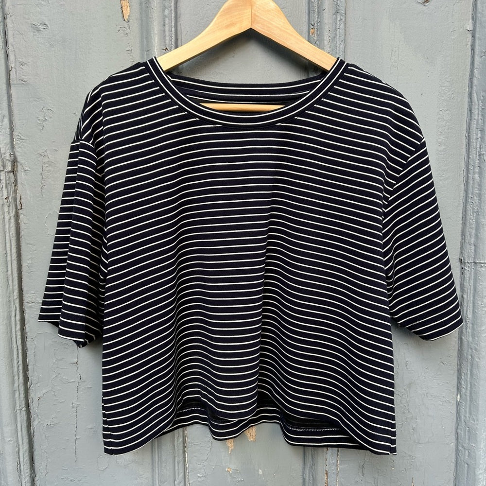 Maeve Cropped striped Tee, M (fits oversized)