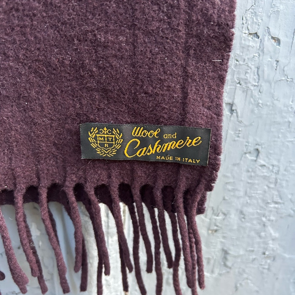 Vintage Italian Wool Cashmere Scarf, 66” x 14 1/4”