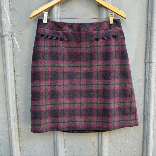 Laura Ashley Wool Plaid Mini Skirt, size 8