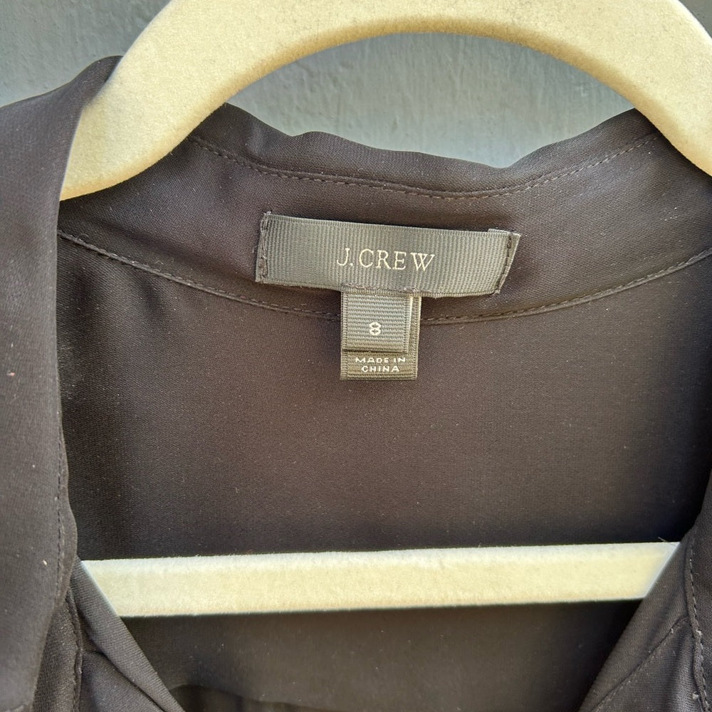 J Crew Black Robin Silk Blouse, Size 8