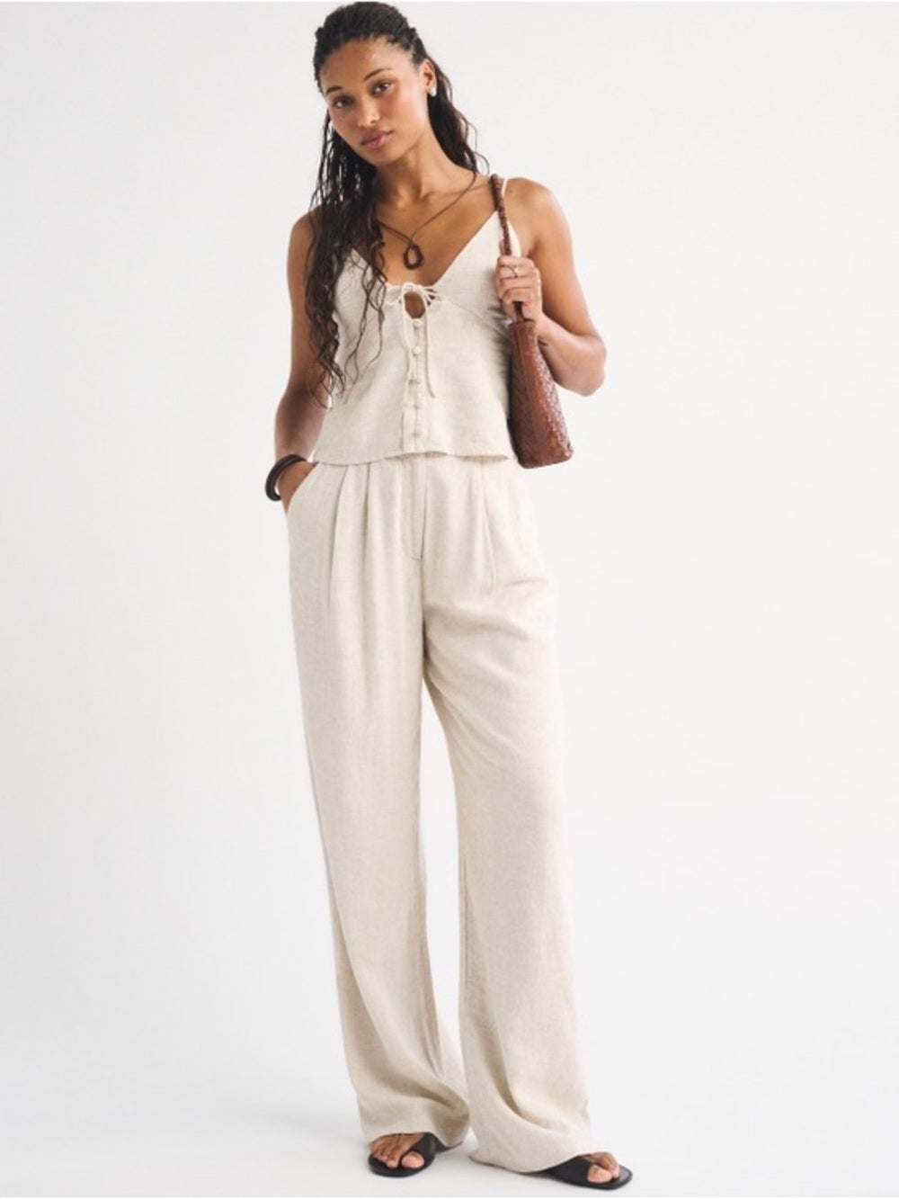 Abercrombie & Fitch Taupe Linen trousers, size 31