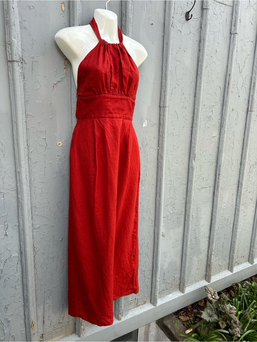 Banana Republic Rust Lisa Linen Halter Dress, size 0