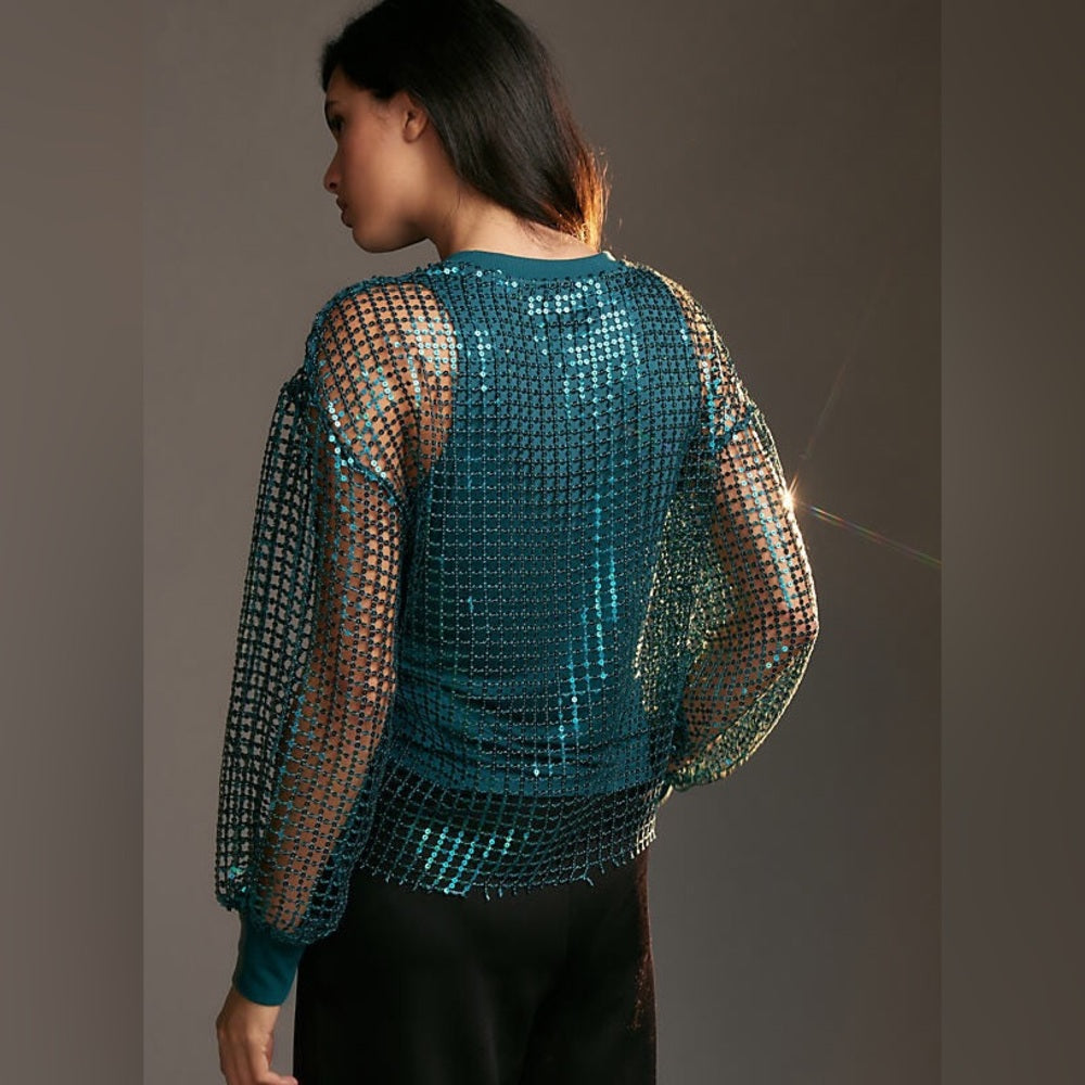 Pilcro Long-Sleeve Sequin Top, Medium