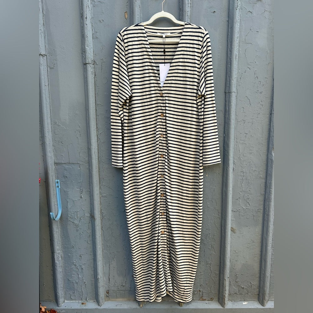 Emerson Fry long V Neck Navy Striped maxi dress, BNWT, Large