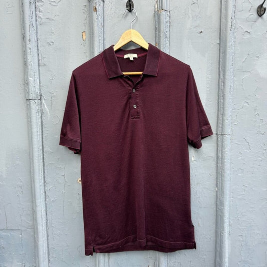 Burberry Burgundy Made in Italy Slim Fit Polo Shirt, size L