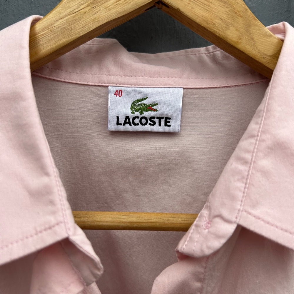 Lacoste Pink Short Sleeve Button down, Small