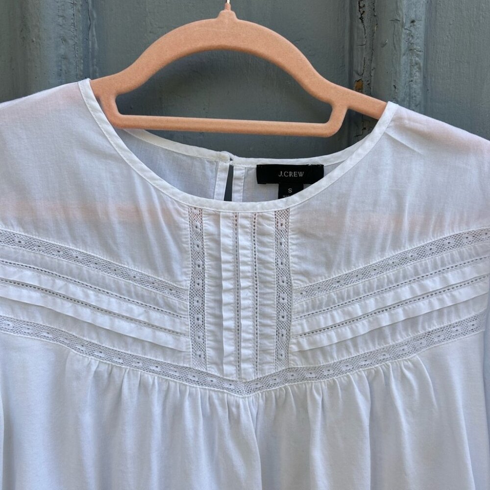 J Crew White Broderie Anglaise Tee, size Small