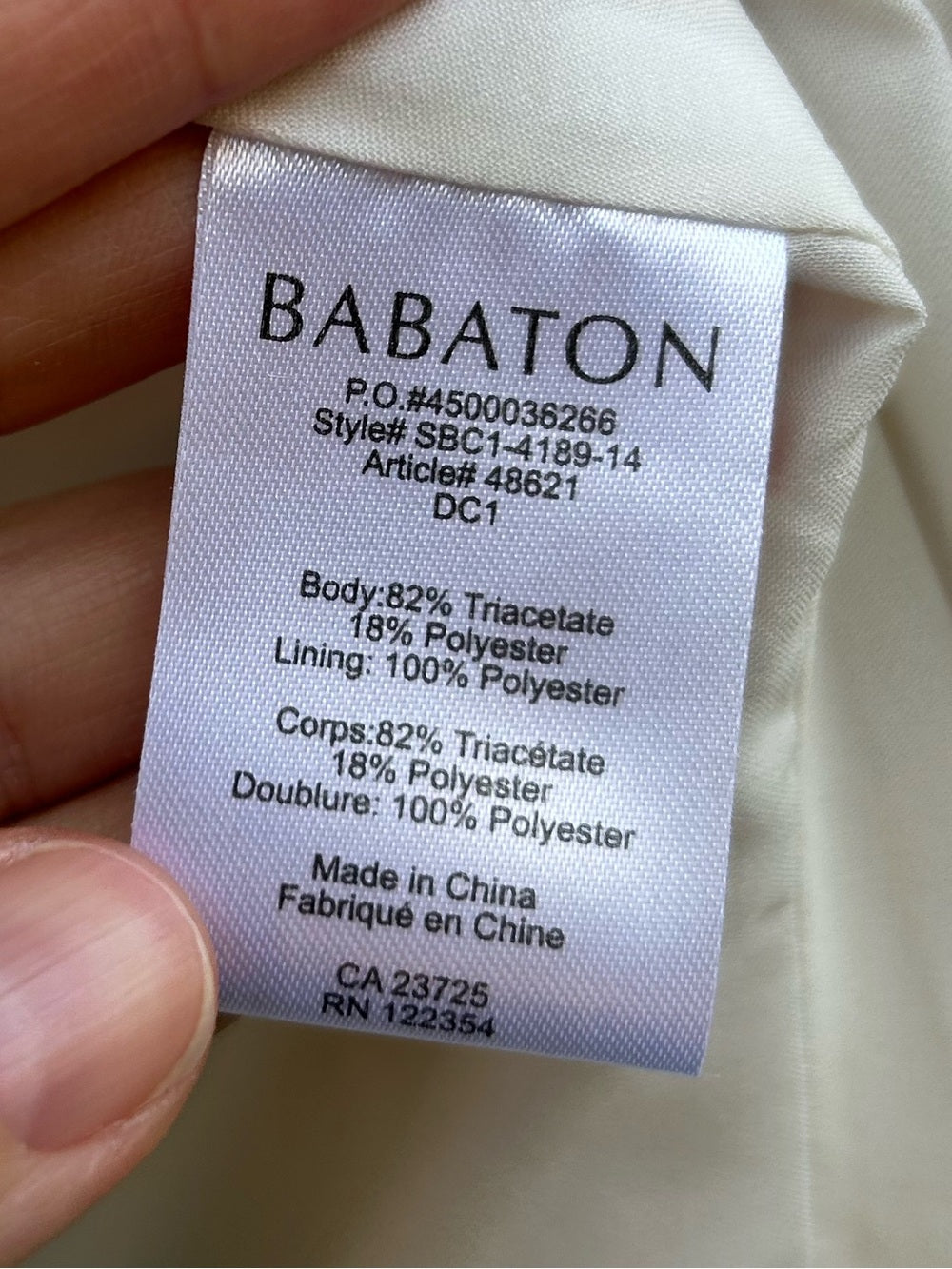 Babaton Cream Dominik Blazer, size 4