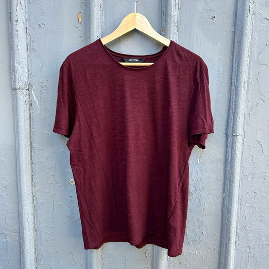 Zadig and Voltaire Burgundy Toby flamme tee, size M