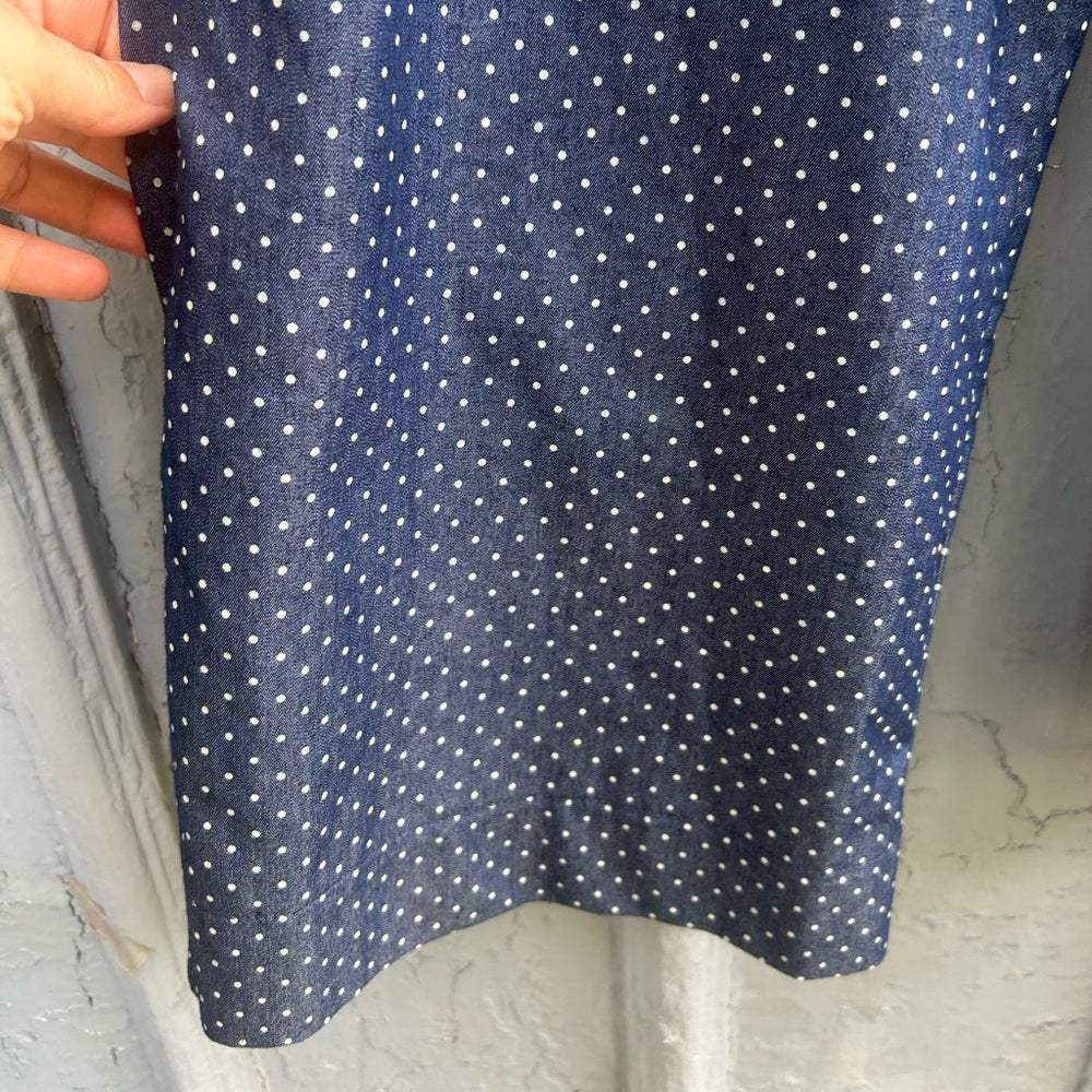 Bergstrom wide leg blue polka dot tie trouser, size 8