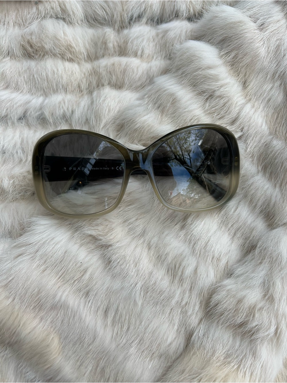Prada Black Grey Large Gradient Sunglasses