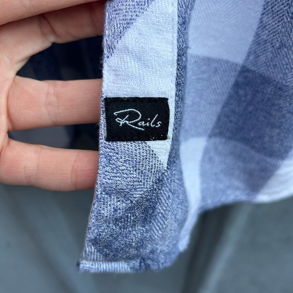 Rails Blue White Plaid Flannel button-down, small
